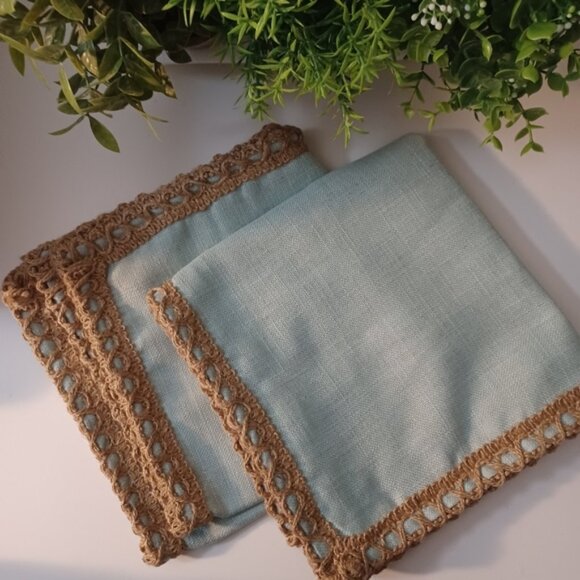 Phantoscope Set of 2 Farmhouse Throw Pillow Covers | 18"x18" | Light Turquoise | - Picture 3 of 6